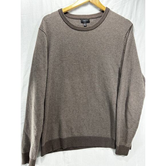 MENS LINCS CREWNECK SWEATER SIZE L COTTON POLYESTER Brown GEOMETRIC - Picture 1 of 5
